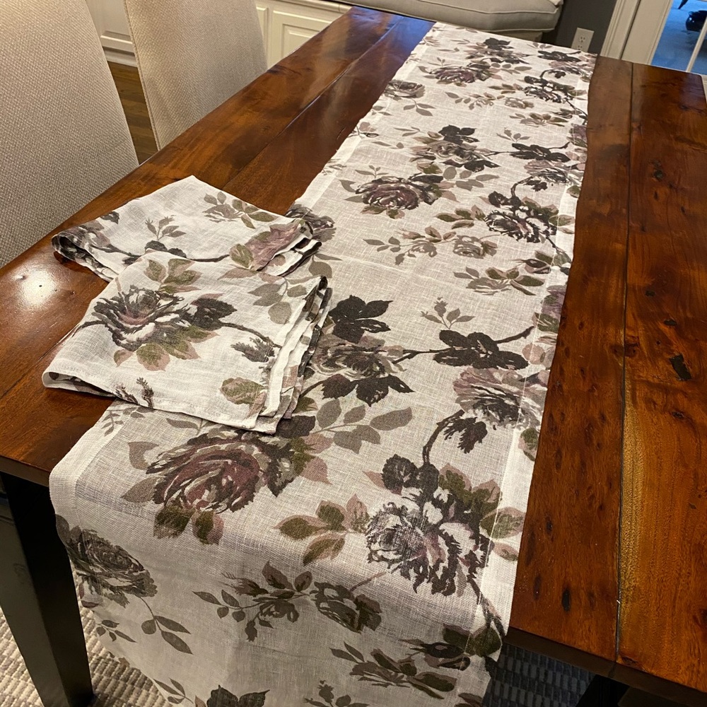 Arhaus Floral Table Runner & Napkins